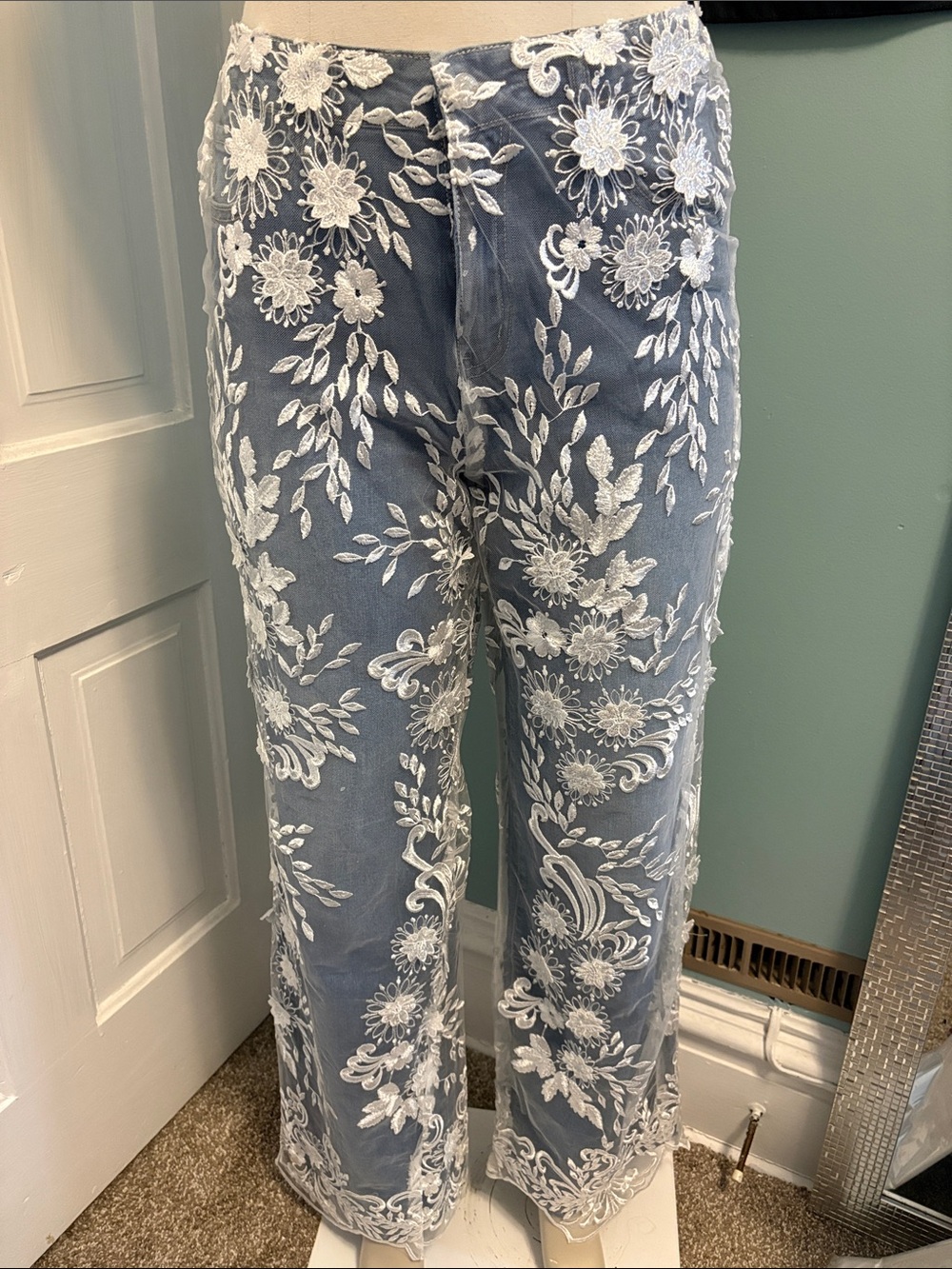 Women’s Blue Embroidered Boot Cut Jeans